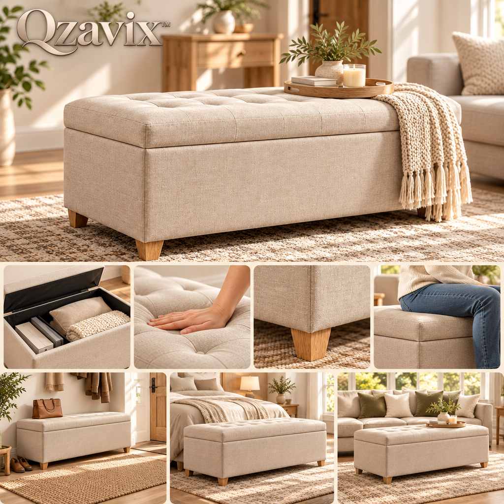 Qzavix™ Cozy Storage Ottoman Bench