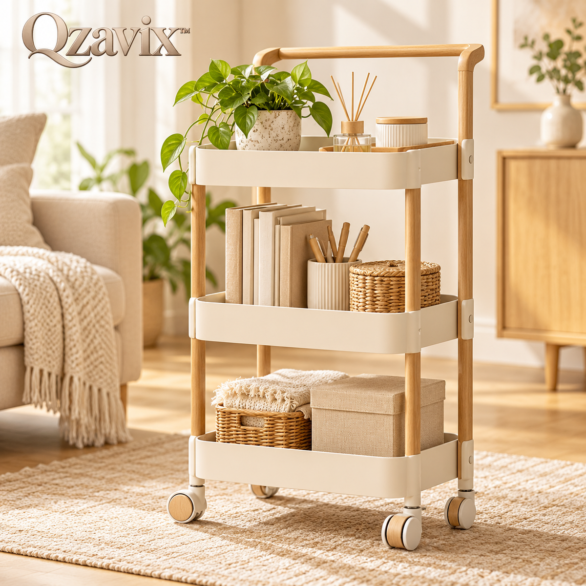 Qzavix™ Nordic Rolling Storage Cart
